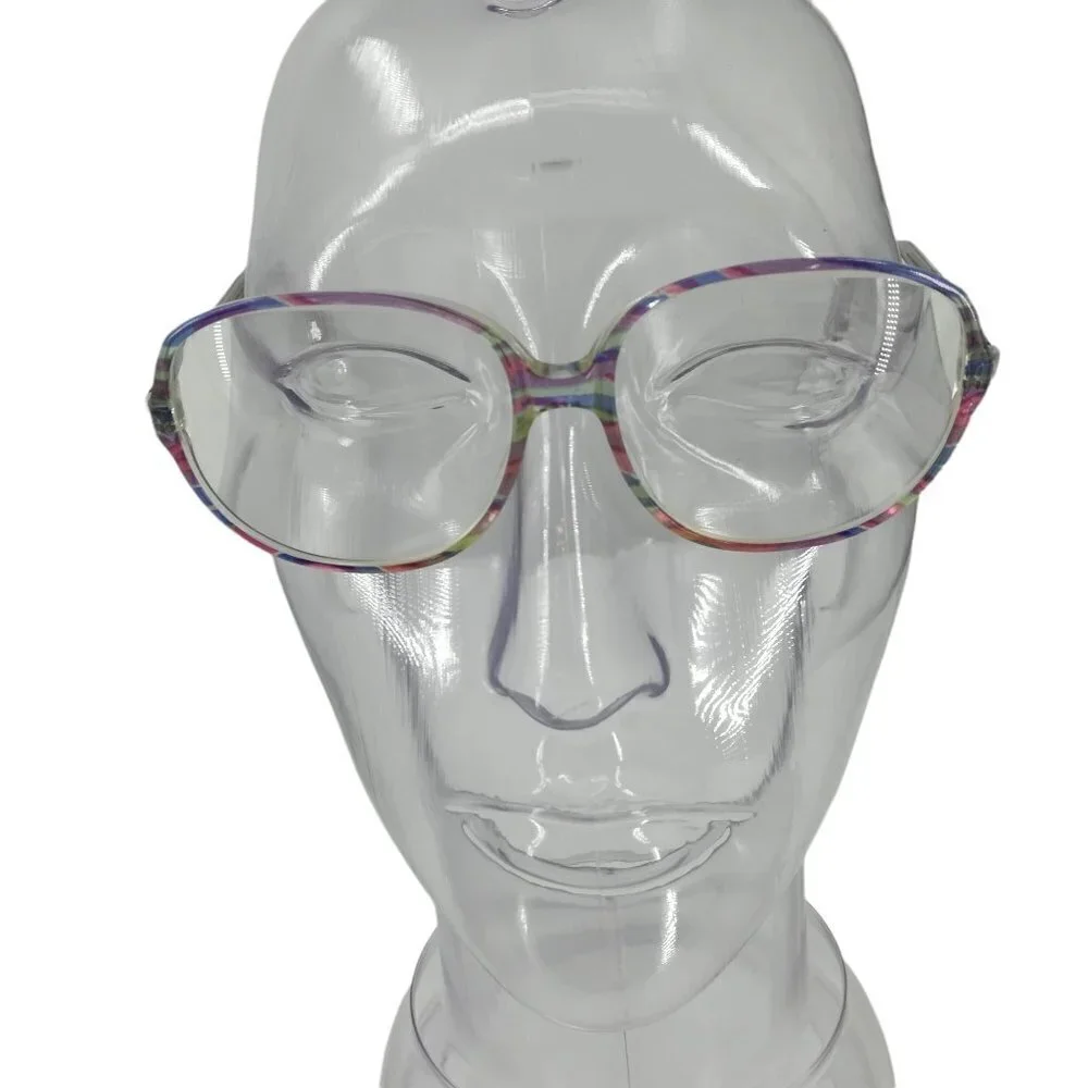 Vintage 80s Oversized Eyeglasses Eyeglass Frames Rainbow Abstract Pastel Pink